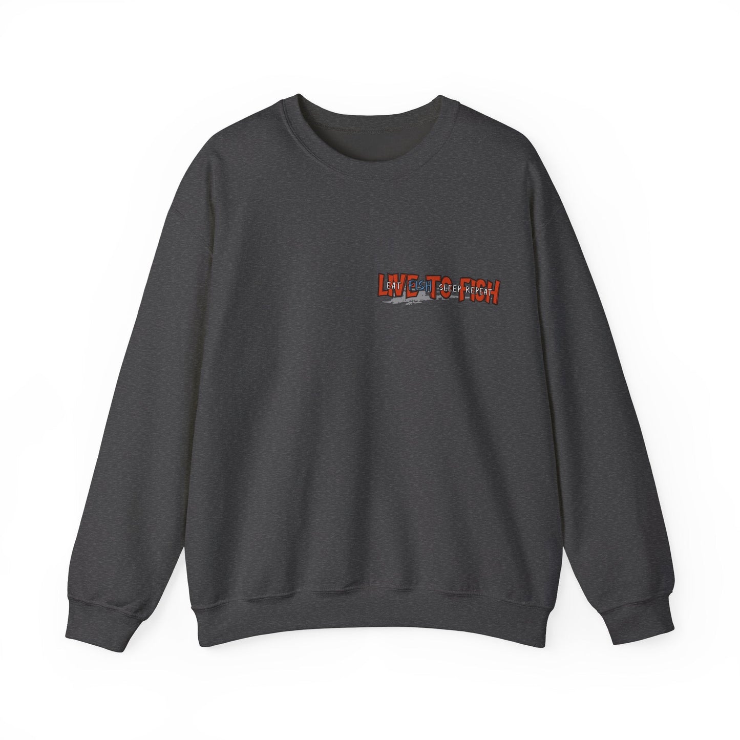 Fishing Lover's Crewneck Sweatshirt - 'Live to Fish' Design - Solei Designs