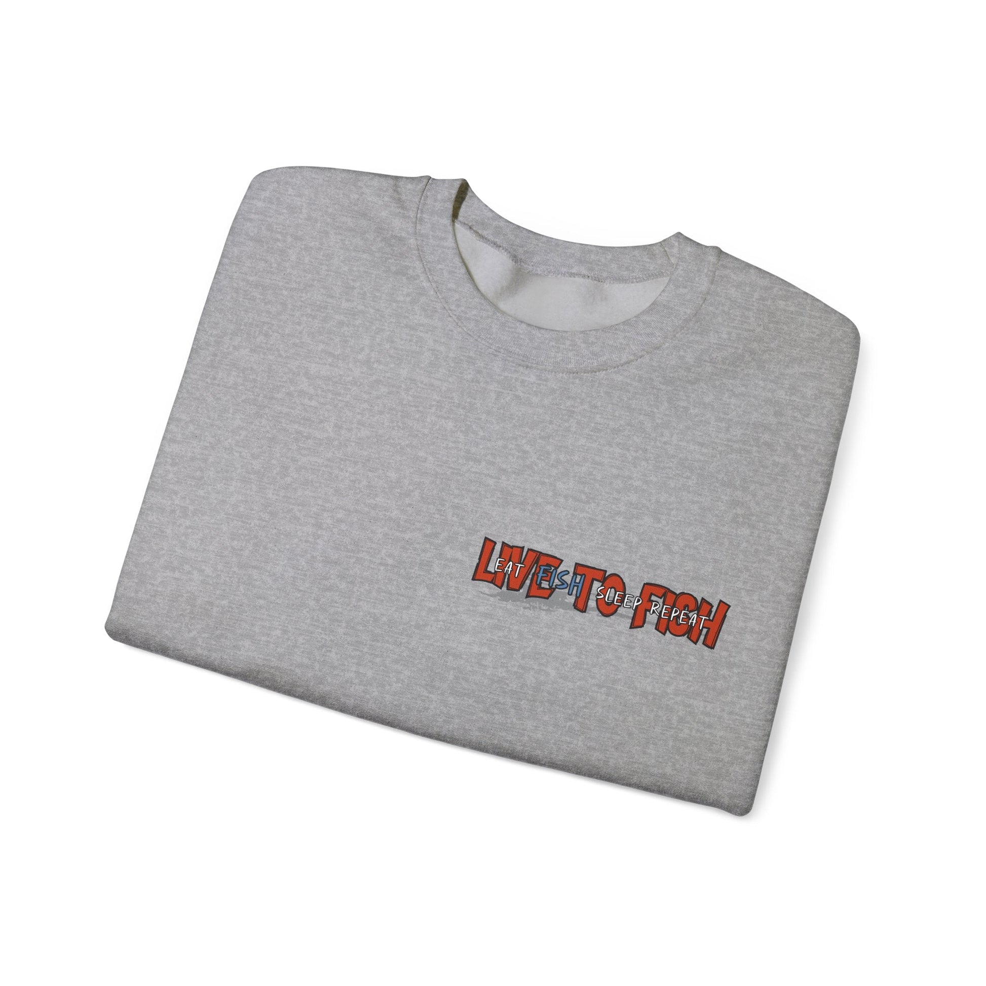 Fishing Lover's Crewneck Sweatshirt - 'Live to Fish' Design - Solei Designs