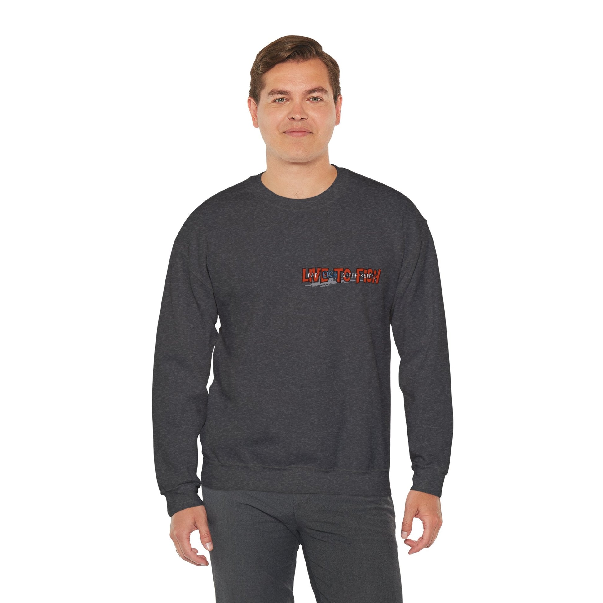 Fishing Lover's Crewneck Sweatshirt - 'Live to Fish' Design - Solei Designs