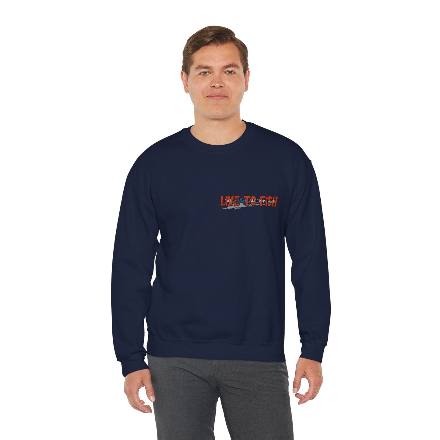 Fishing Lover's Crewneck Sweatshirt - 'Live to Fish' Design - Solei Designs