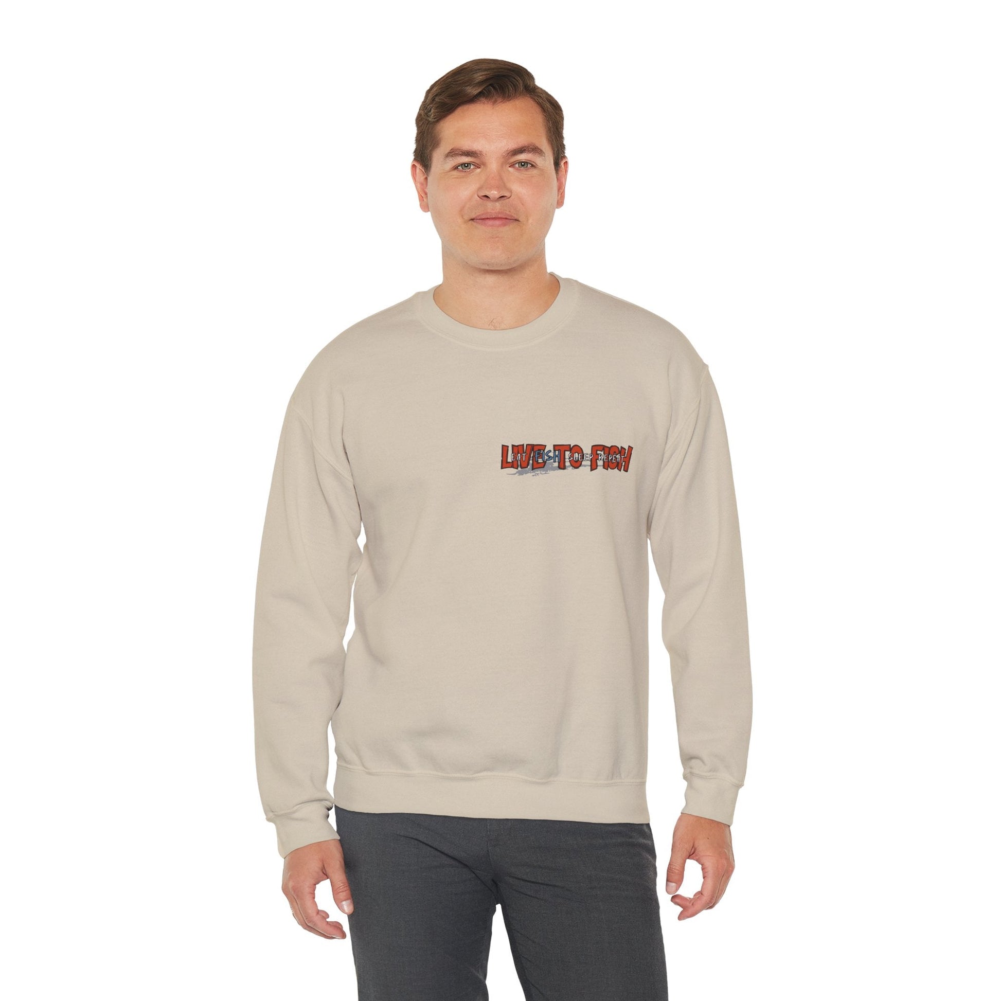 Fishing Lover's Crewneck Sweatshirt - 'Live to Fish' Design - Solei Designs