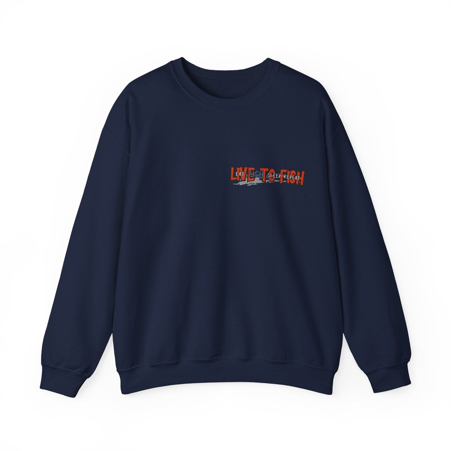 Fishing Lover's Crewneck Sweatshirt - 'Live to Fish' Design - Solei Designs