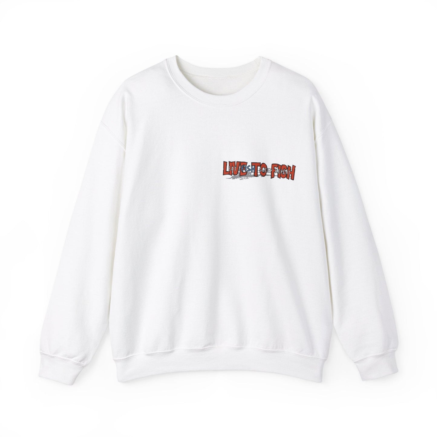Fishing Lover's Crewneck Sweatshirt - 'Live to Fish' Design - Solei Designs