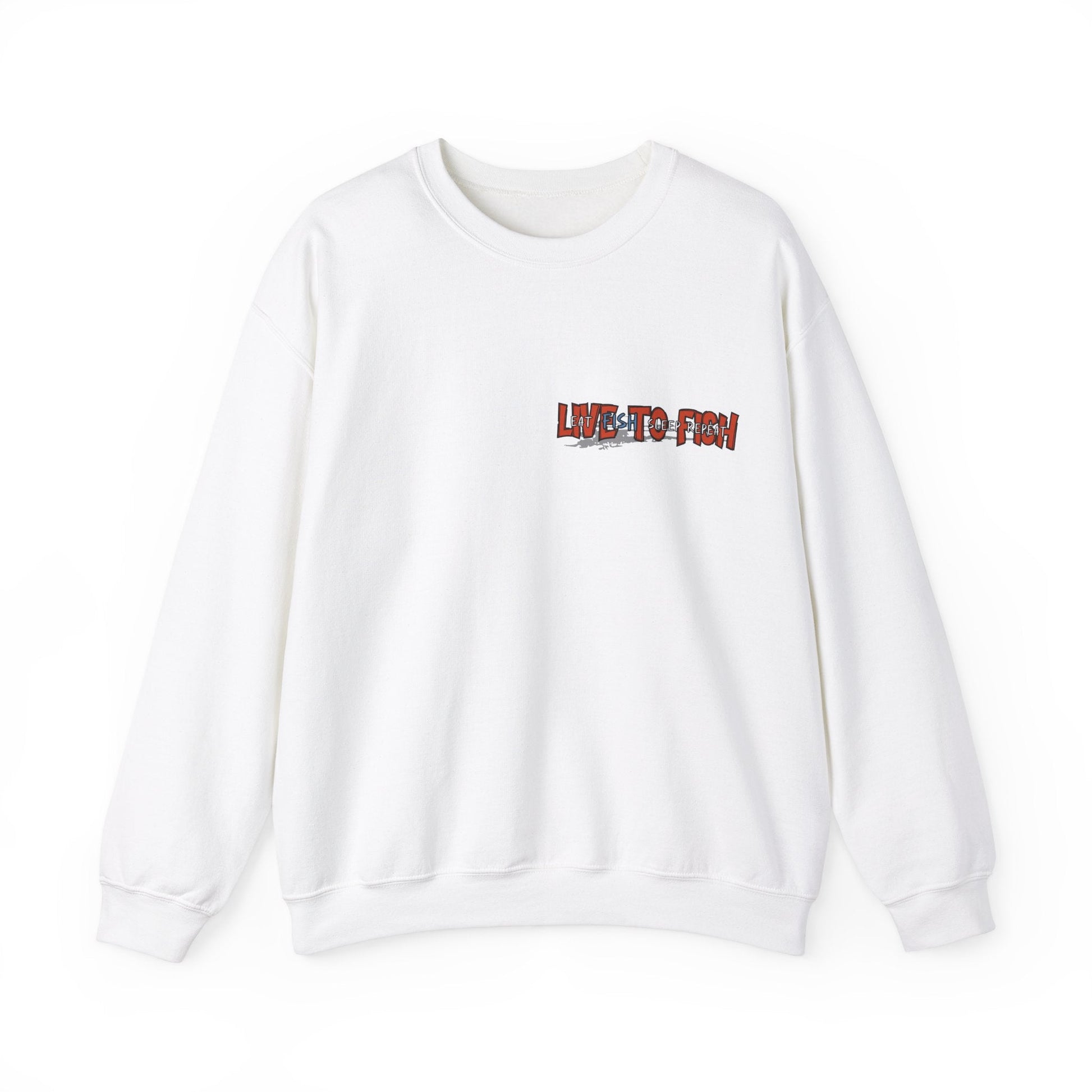 Fishing Lover's Crewneck Sweatshirt - 'Live to Fish' Design - Solei Designs