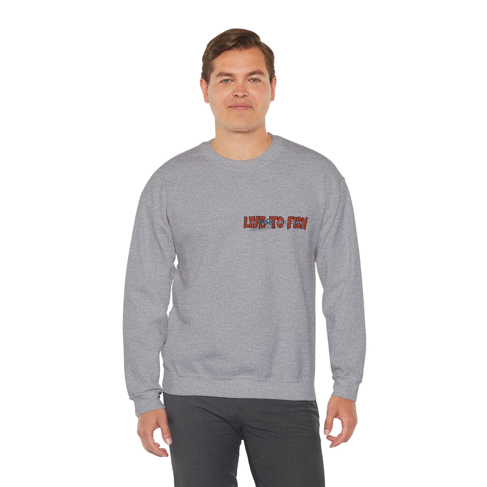 Fishing Lover's Crewneck Sweatshirt - 'Live to Fish' Design - Solei Designs