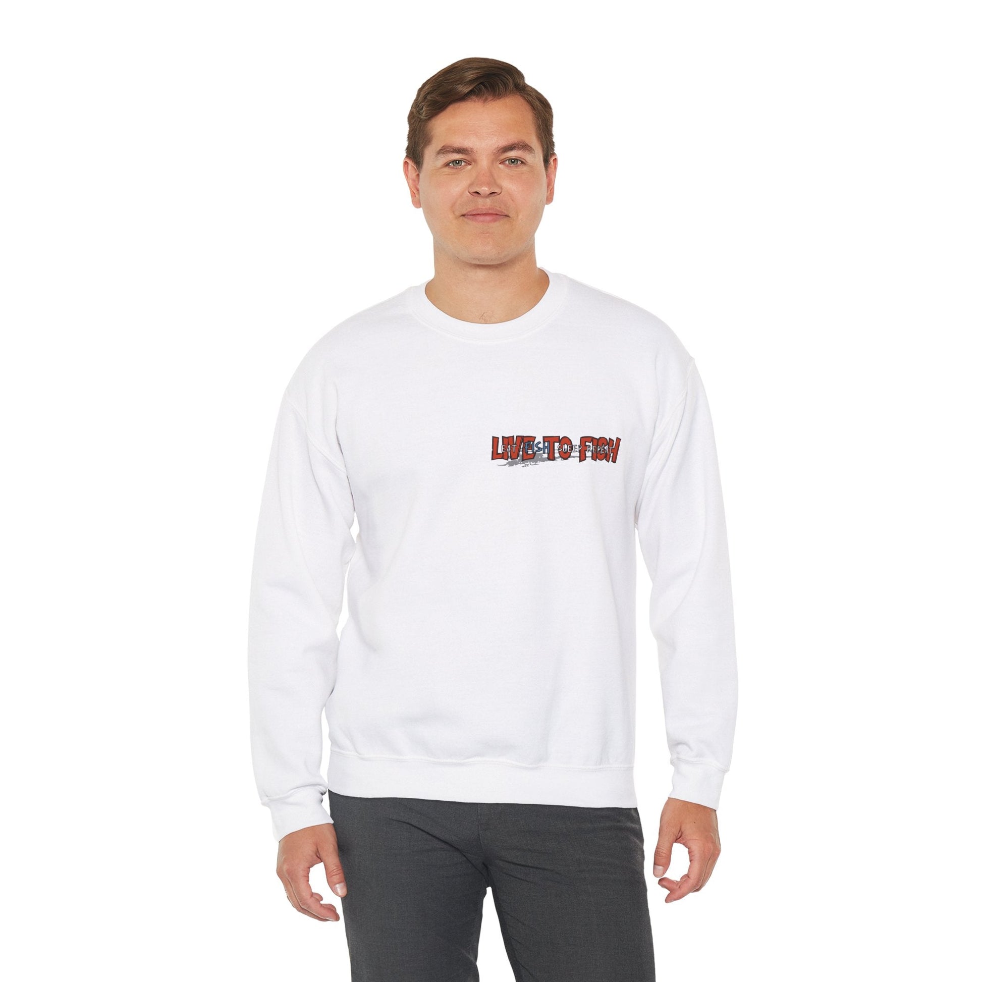 Fishing Lover's Crewneck Sweatshirt - 'Live to Fish' Design - Solei Designs