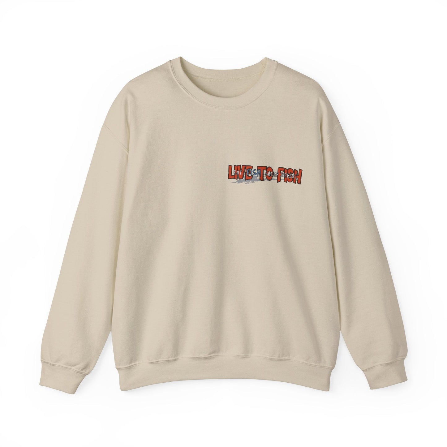 Fishing Lover's Crewneck Sweatshirt - 'Live to Fish' Design - Solei Designs