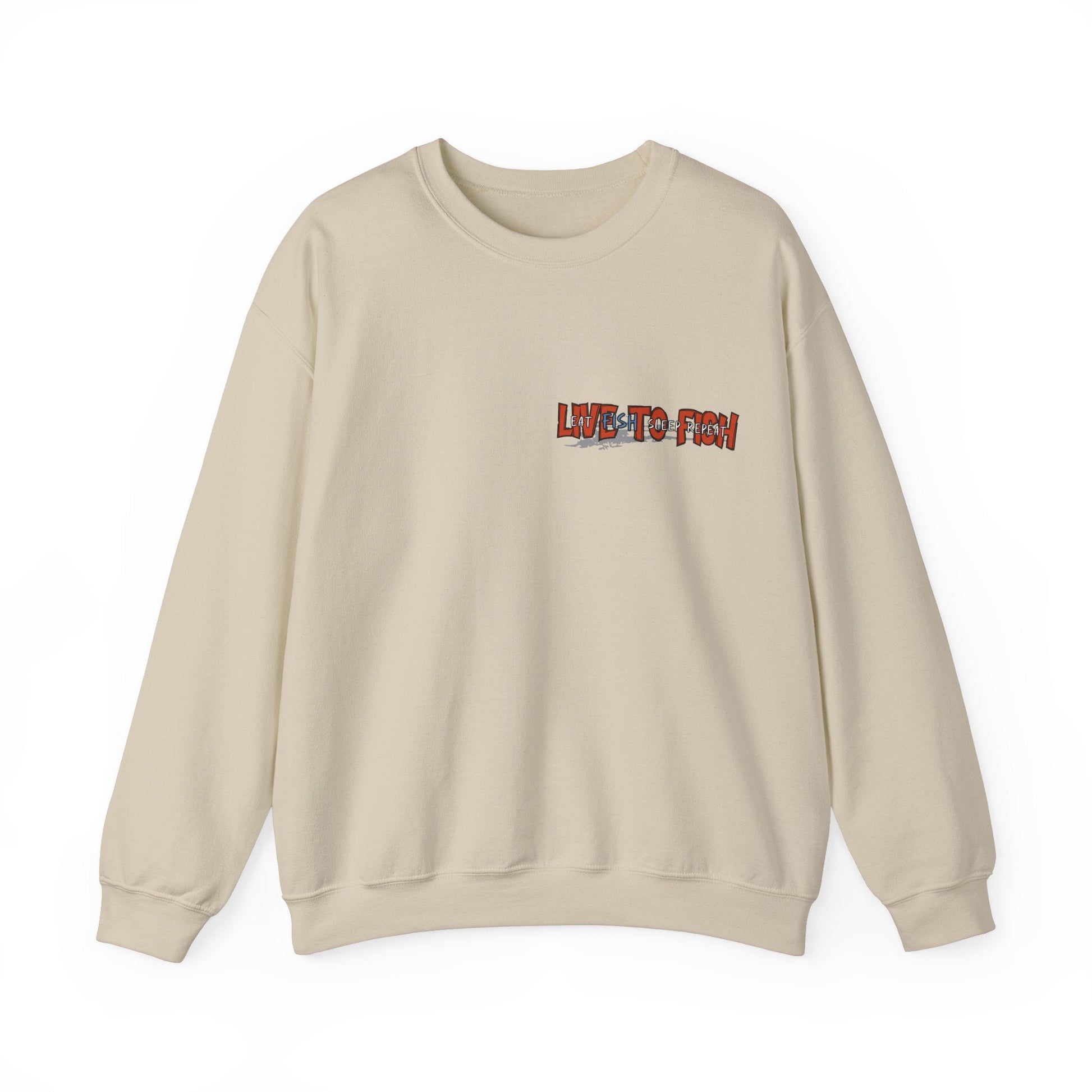 Fishing Lover's Crewneck Sweatshirt - 'Live to Fish' Design - Solei Designs