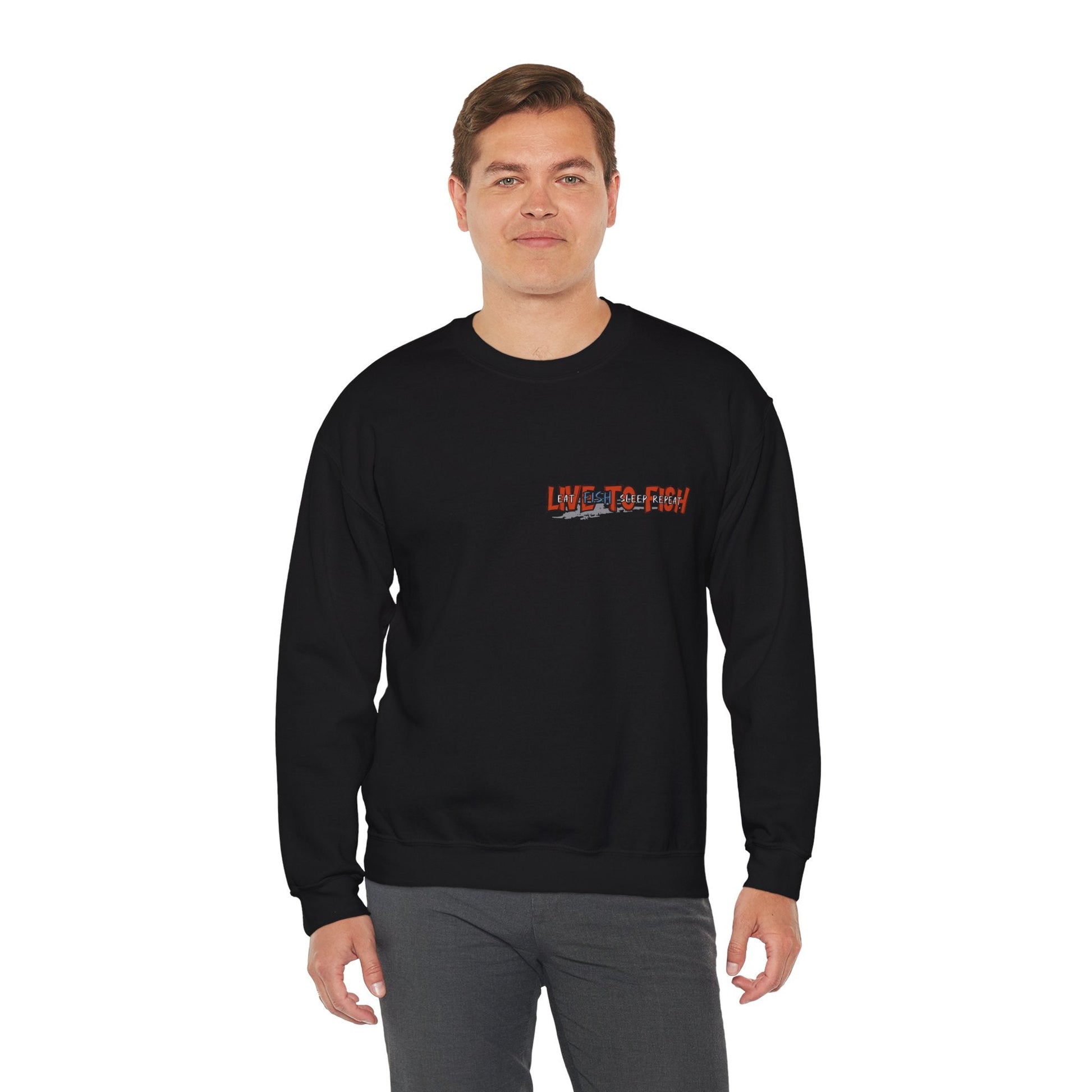 Fishing Lover's Crewneck Sweatshirt - 'Live to Fish' Design - Solei Designs
