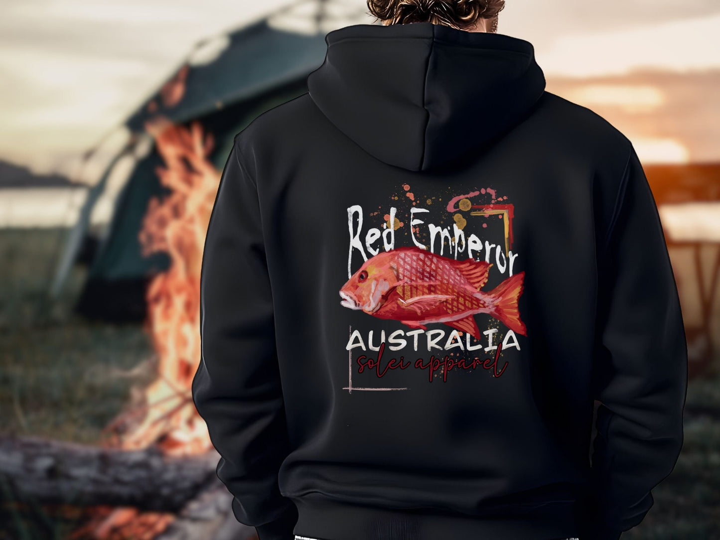 Heavy Blend Hoodie - Hand drawn artwork - Red Emperor Fish Australian design - Solei Designs