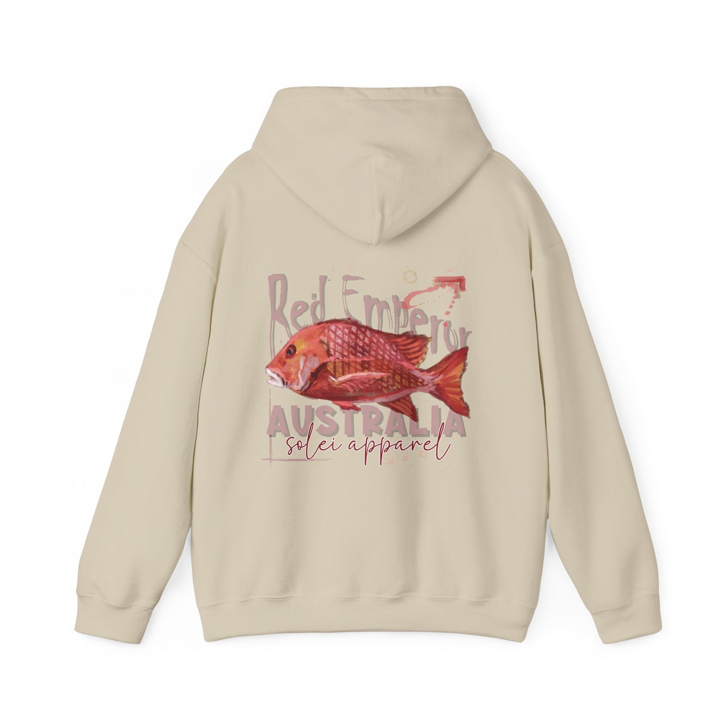 Heavy Blend Hoodie - Hand drawn artwork - Red Emperor Fish Australian design - Solei Designs