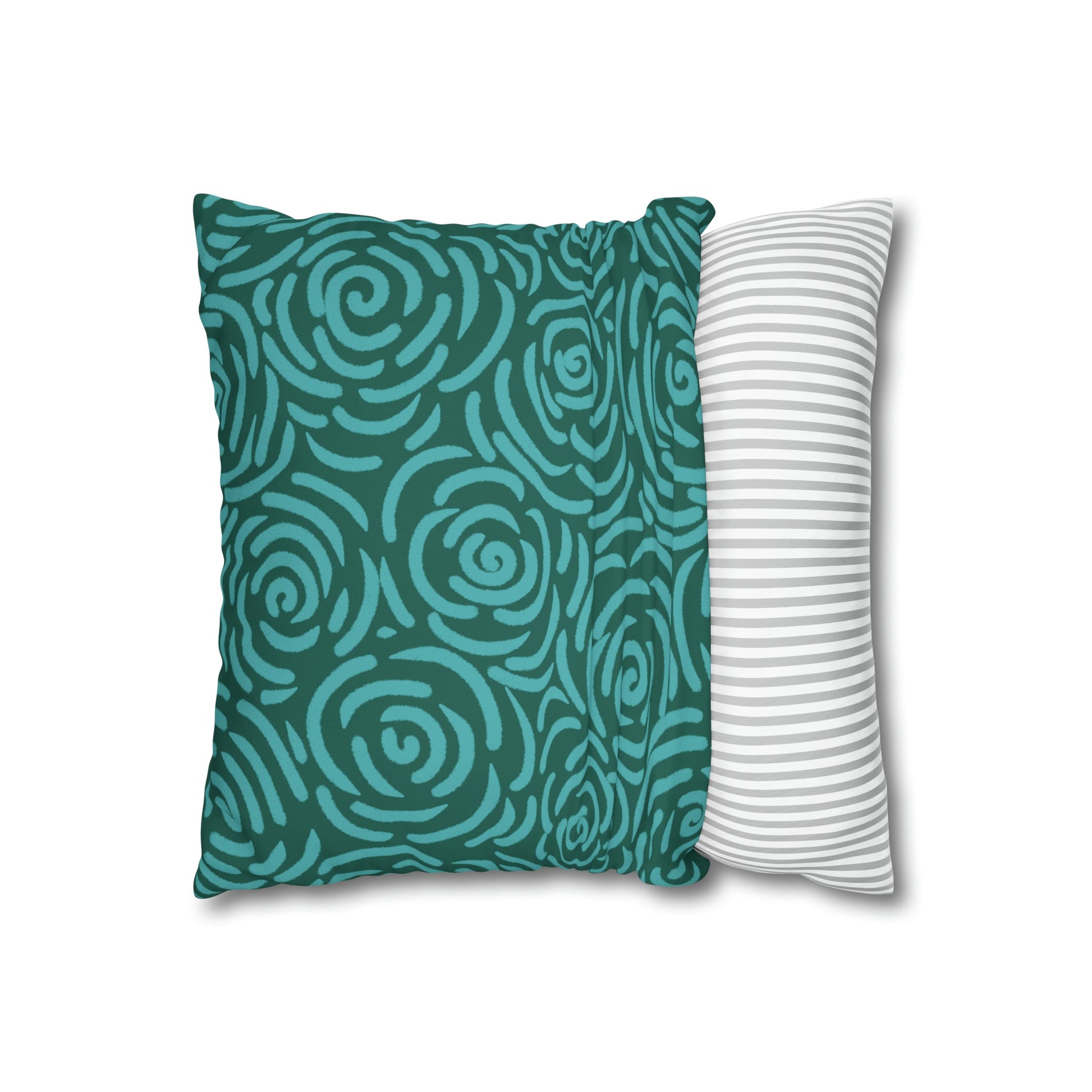 Teal Roses - Cheerful florals collection - large painterly style bold floral print cushion cover - Solei Designs